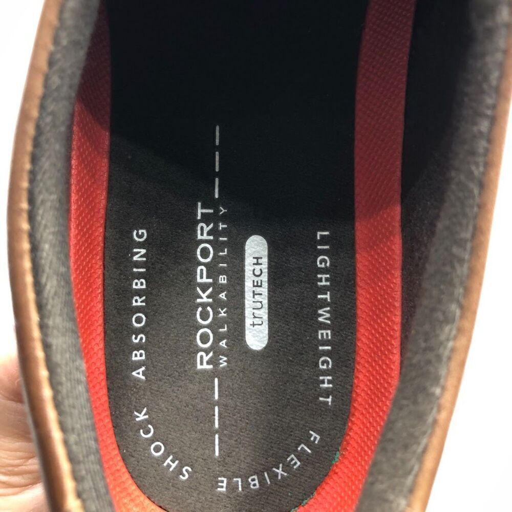 Rockport NIB Men's Brown Leather Slip On Comfort Casual Dress Shoes Size 9 - Picture 5 of 12